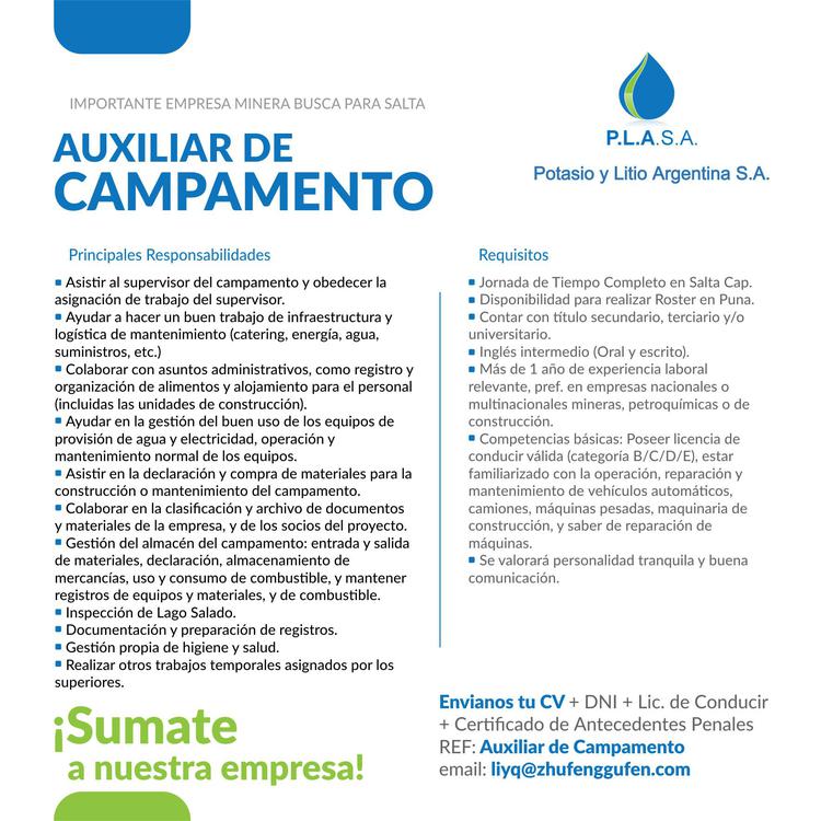 Avisos RRHH - Auxiliar de Campamento