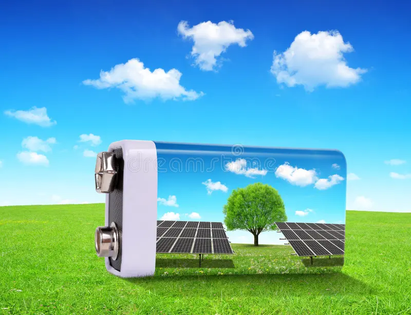 batería-con-los-paneles-solares-en-hierba-84229400